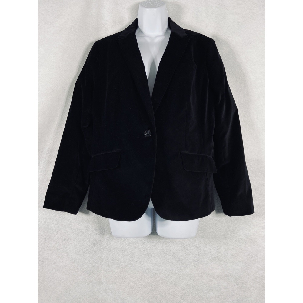 Talbots Jacket Women's Petite 14P Black Blazer Velvet Long Sleeves Lined NWOT